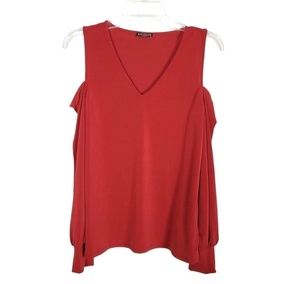 NWOT EXPRESS cold shoulder long sleeve top red holiday Christmas Valentines - Picture 3 of 7